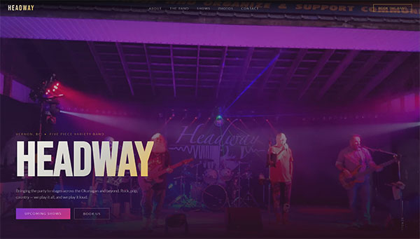Headway Band website, built by International Web Pro